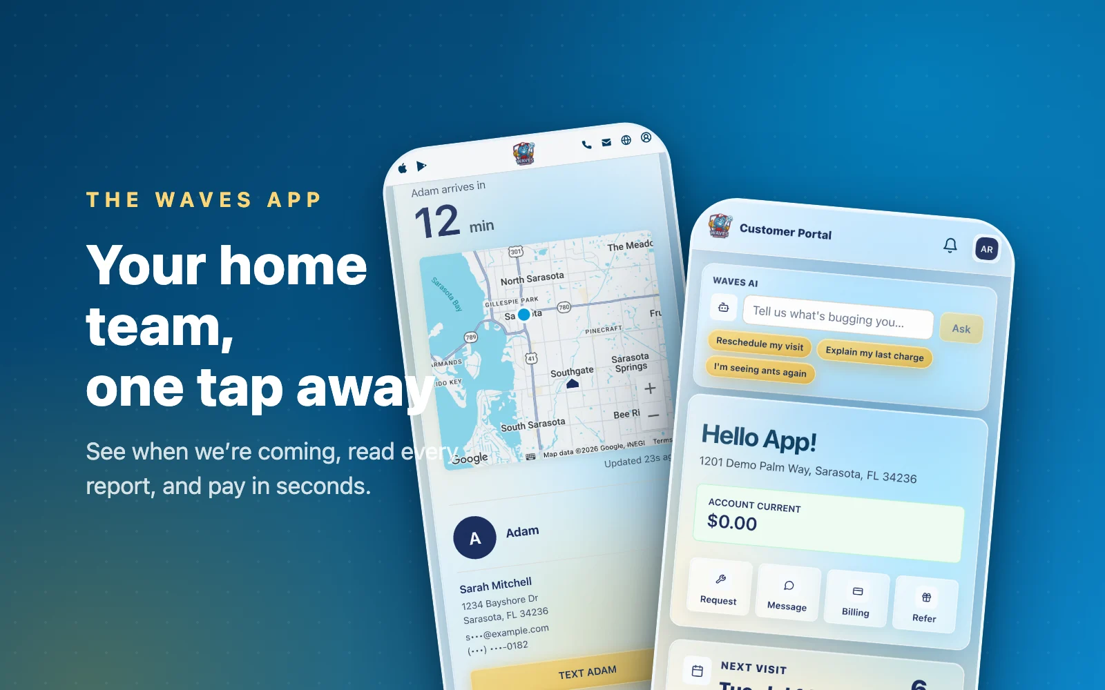 How the Waves App Works: Track Your Tech, Read Your Lawn Report, and Pay in Seconds